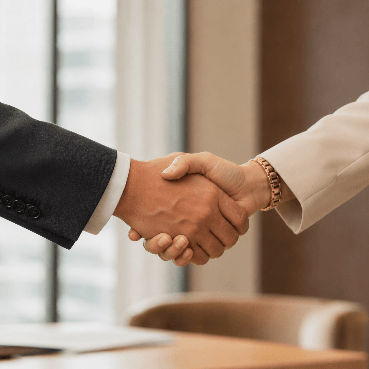 Professional handshake sealing a business advisory engagement